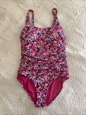 Athleta Floral Pink Multi One-Piece Swimsuit